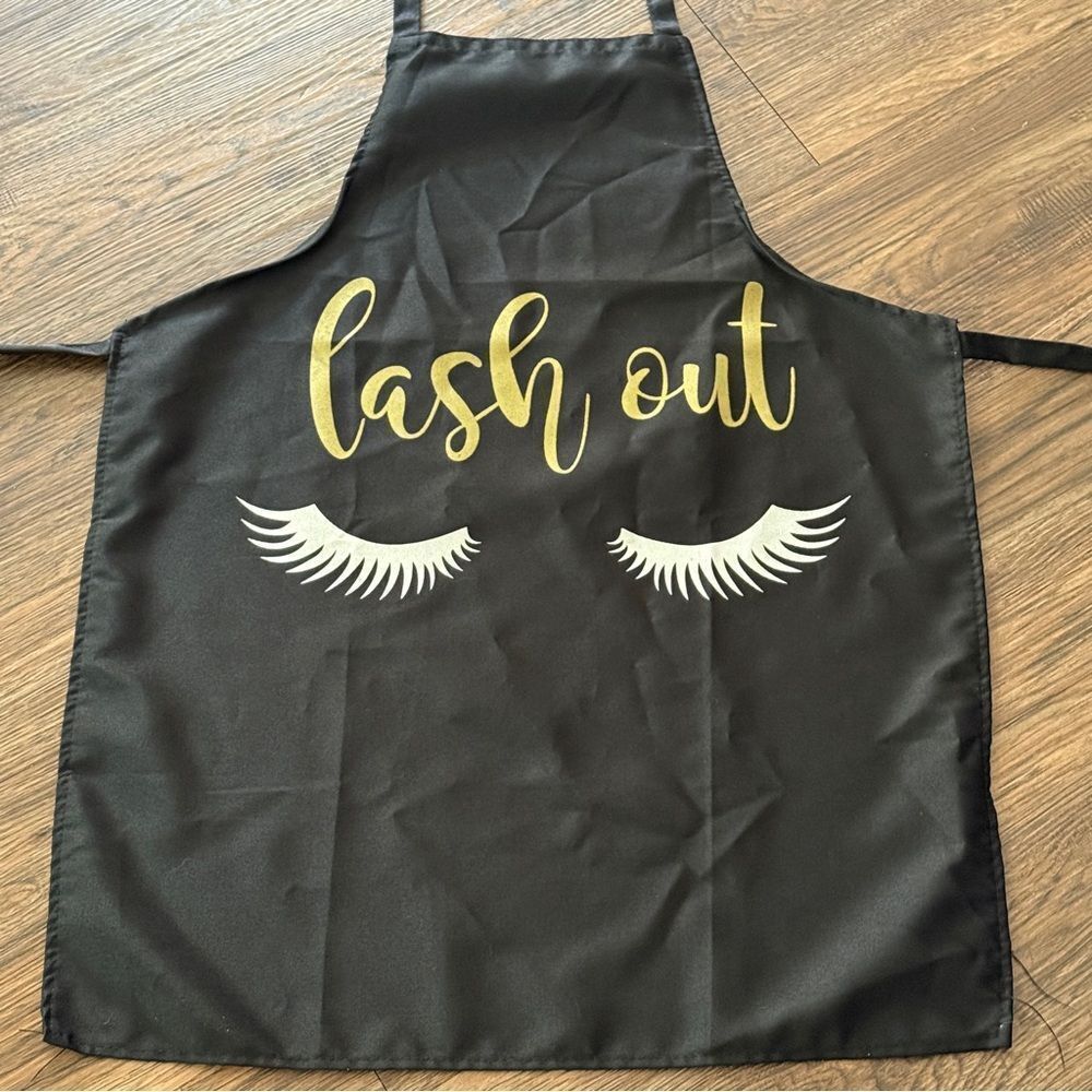NWOT Lash Artist Apron Lash Tech Black Gold White - Picture 3 of 8